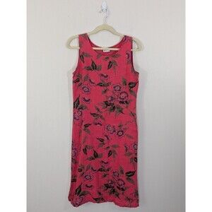 Habitat Clothes To Live In Linen Dress Sleeveless Pink Tank Floral Sz XS